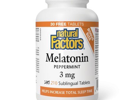 Natural Factors Melatonin   3 mg  210 Sublingual Tablets Peppermint Supply