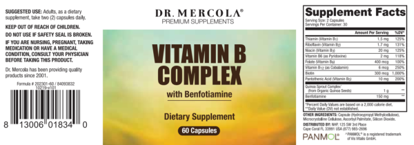 B-COMPLEX w Benfotiamine 60 CAPS MERCOLA Supply