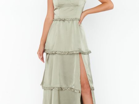 Lady Corset Dress ~ Moss Green Luxe Satin Fashion